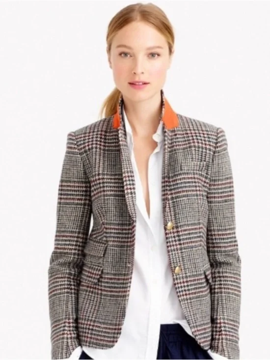J. Crew Schoolboy Blazer in Houndstooth Tweed 100% Wool Size 8 - Picture 12 of 12